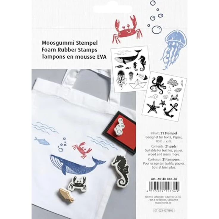 HEYDA Motivstempel-Set Maritim, Stempel mit Motiven von 10,0 bis 55,0 mm, 1 Stück – Bild 4