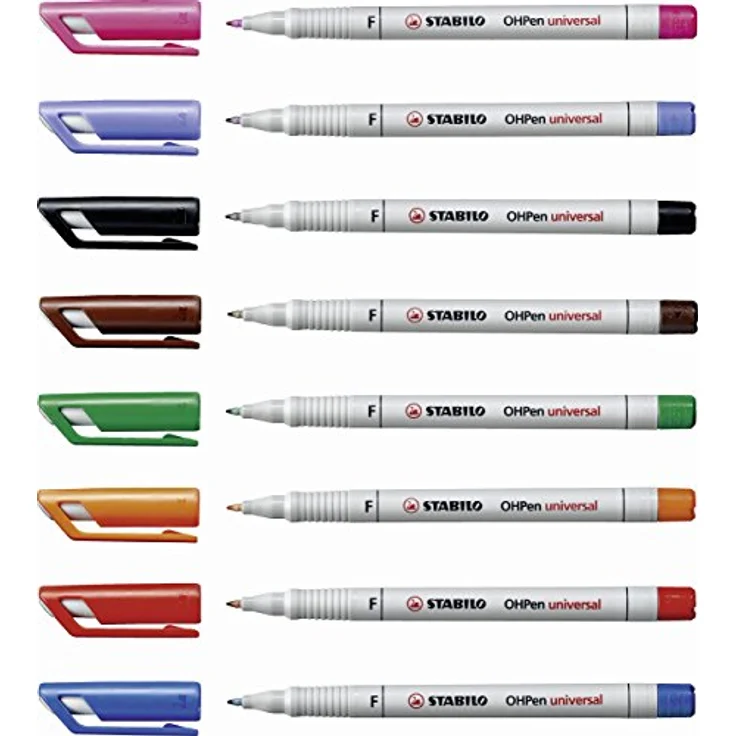 Folienstift - STABILO OHPen universal - wasserlöslich fein - 8er Pack - mit 8 verschiedenen Farben – Bild 5