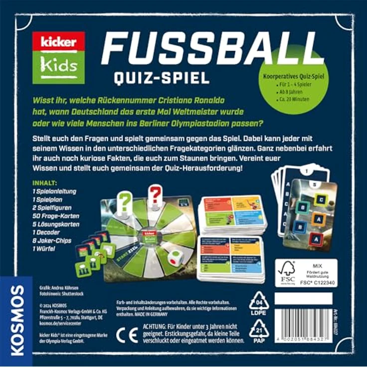 Kosmos Kicker Kids Fußball-Quiz, Brettspiel für 2-4 Spieler mit Fussballprofis vom Kicker Kids Magazin, ideal als Fußball Geschenk für Kinder und Fans ab 8 Jahren – Bild 2