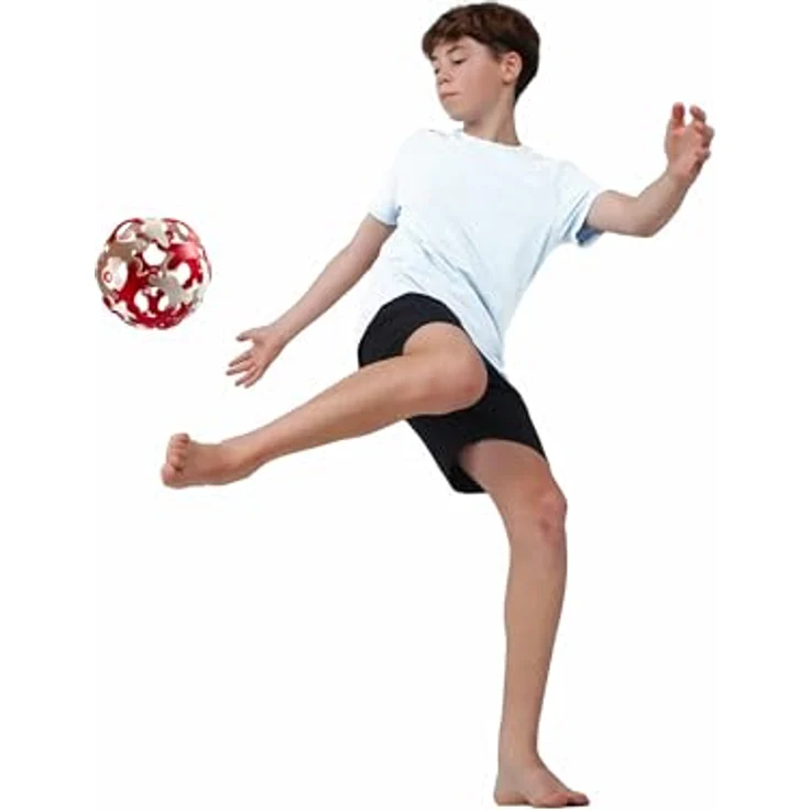 BINABO Click & Kick Konstruktionsspielzeug Fußball-Set, flexibel & robust, rot-weiß – Bild 1