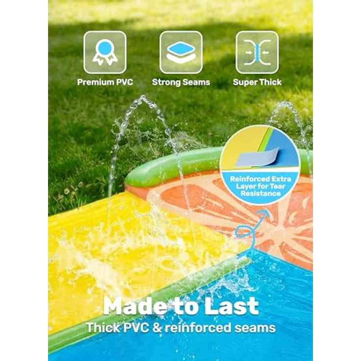 Sloosh Slip Slide 2-Personen-Wasserrutsche mit Sprinkler und 2 Boogie-Boards, 609 x 157 cm, Hai-Design – Bild 4
