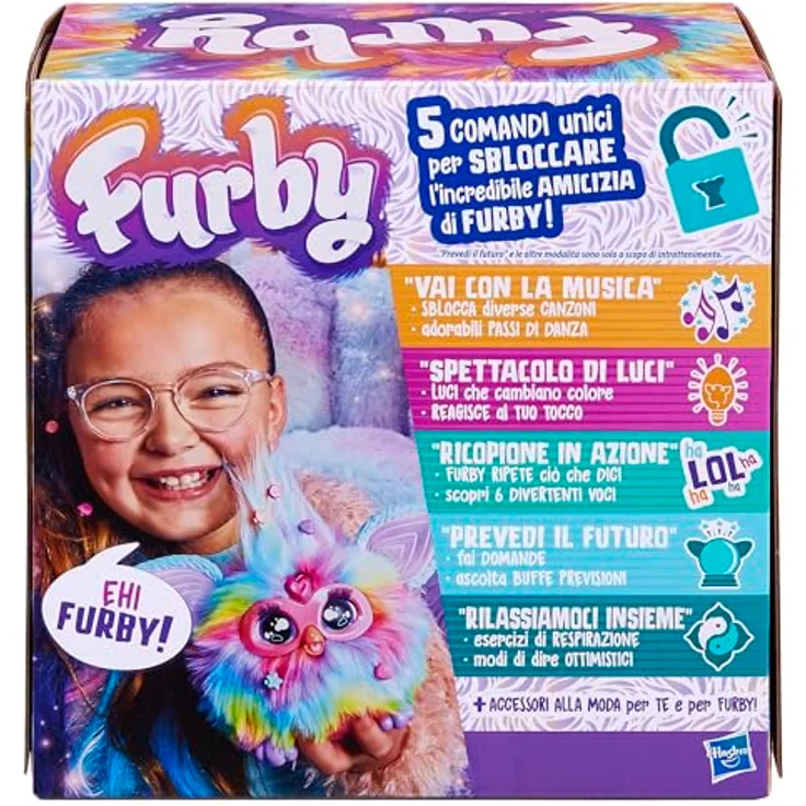 Hasbro Furby Tie Dye Elektronisches Plüschtier für Jungen und Mädchen ab 6 Jahren, mit Geräuschen, Lichtern und 5 Sprachmodi, Sammlerstück, Mehrfarbig – Bild 3
