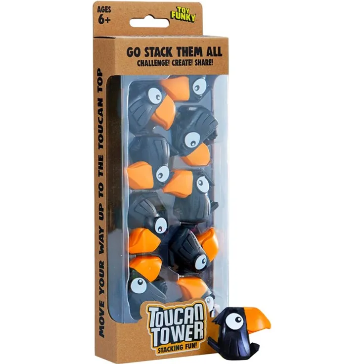 Toucan Toucan Tower Black, Brettspiel für 1-2 Spieler, stapelbare Tukane, ab 6 Jahren