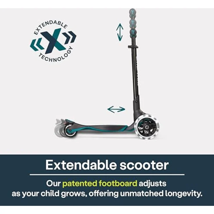 smarTrike Xtend Toddler Ride On Scooter Toy, faltbarer Kinderroller mit XL LED Rädern, für Altersgruppe 1-12 Jahre, Teal – Bild 4