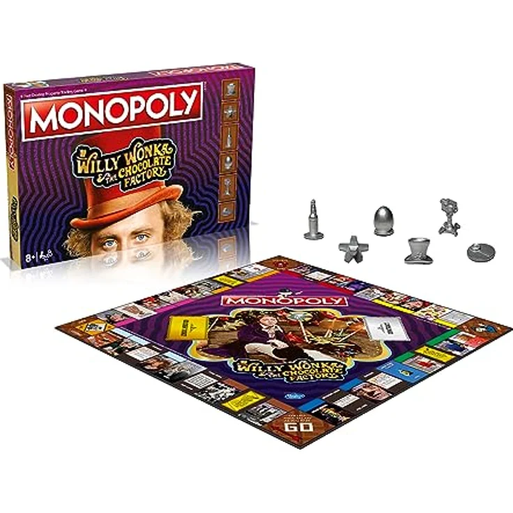 Winning Moves Willy Wonka Monopoly, Brettspiel für 2-6 Spieler mit einzigartigem Willy Wonka Spielfeld und 6 Metallspielsteinen, ab 8 Jahren – Bild 3