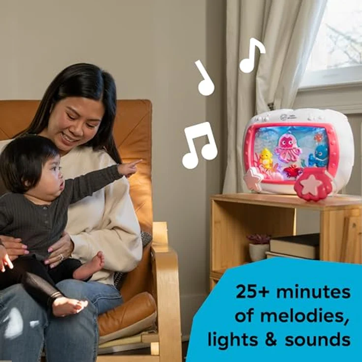Baby Einstein Sea Dreams Soother, Einschlafhilfe mit 25 Min. Musik & Ozeanklängen, Fernbedienung, rosa – Bild 4