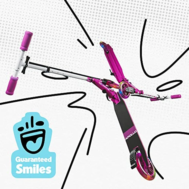 Apollo Scooter LED Skyracer, City Roller mit Federung und höhenverstellbarem Lenker, klappbar, für Kinder ab 5 Jahren und Erwachsene, pink/weiß – Bild 5