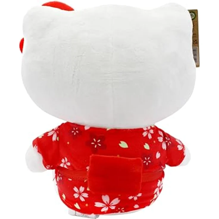 Joy Toy Hello Kitty mit Kimono, Plüschtier aus 100% recyceltem Material, 14x13x24 cm, in wiederverwendbarer Verpackung – Bild 3
