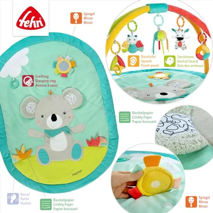 Fehn Baby Gym DoBabyDoo, 3-D-Activity-Decke Koala, Spieldecke für Babys ab 0+ Monaten, Krabbelmatte, gefüllt mit verschiedenen Spielfiguren - Preisvergleich – Bild 5