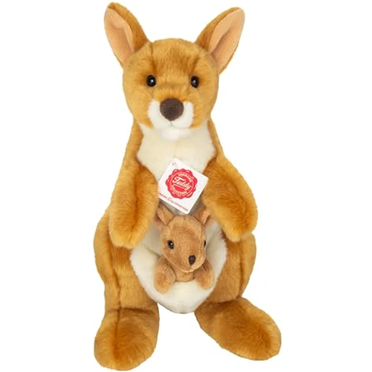 Hermann Teddy Teddy Hermann 91633 Känguru mit Baby 30 cm, Kuscheltier, Plüschtier mit recycelter Füllung, weiches Plüsch, umweltfreundlich, kindersicher, naturalistisches Design – Bild 1
