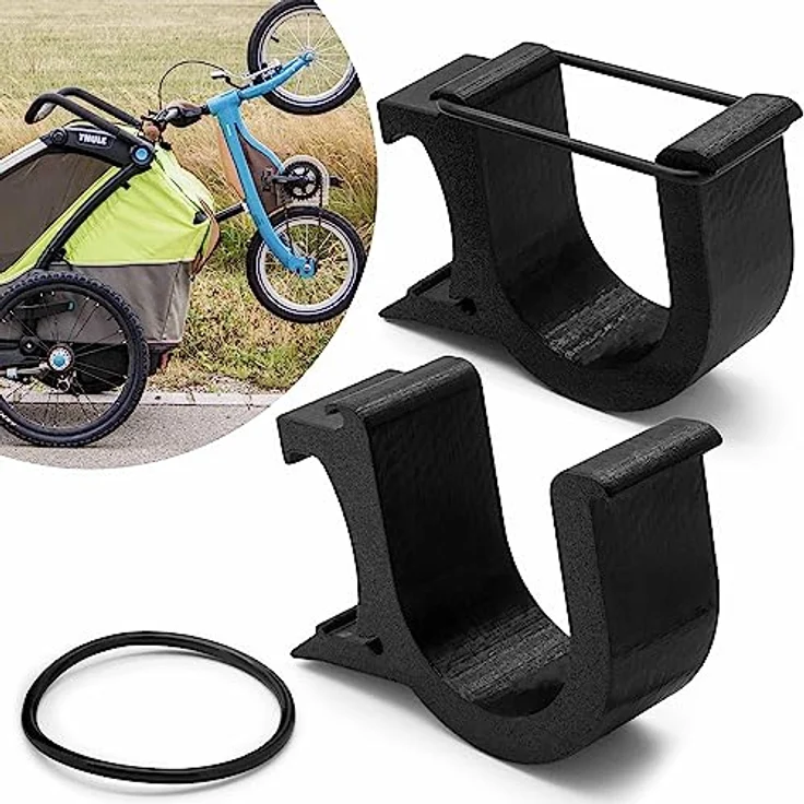 Mobilefox Universal Fahrrad Laufrad Halterung, Adapter für Thule Chariot Anhänger, Schwarz, einfache Montage für 14-16 Zoll Räder – Bild 1