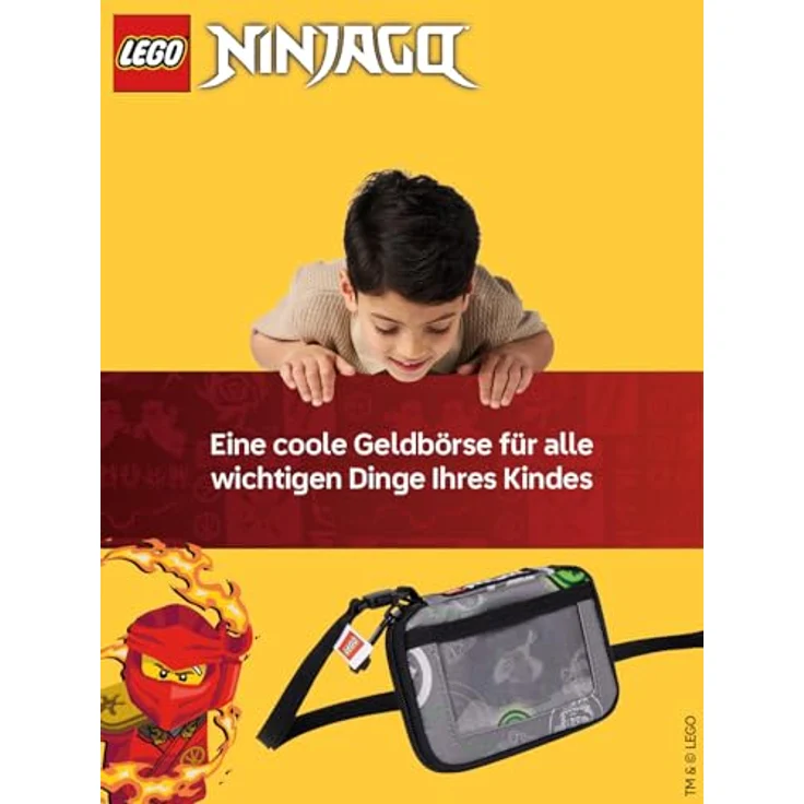 SKANDO BAGS LEGO® NINJAGO® Portmonee Kinder, Kartenetui mit Reißverschluss, Umhängeband & Sicherheitsverschluss, 8 x 11,5 x 2 cm, für bis zu 3 Karten – Bild 2