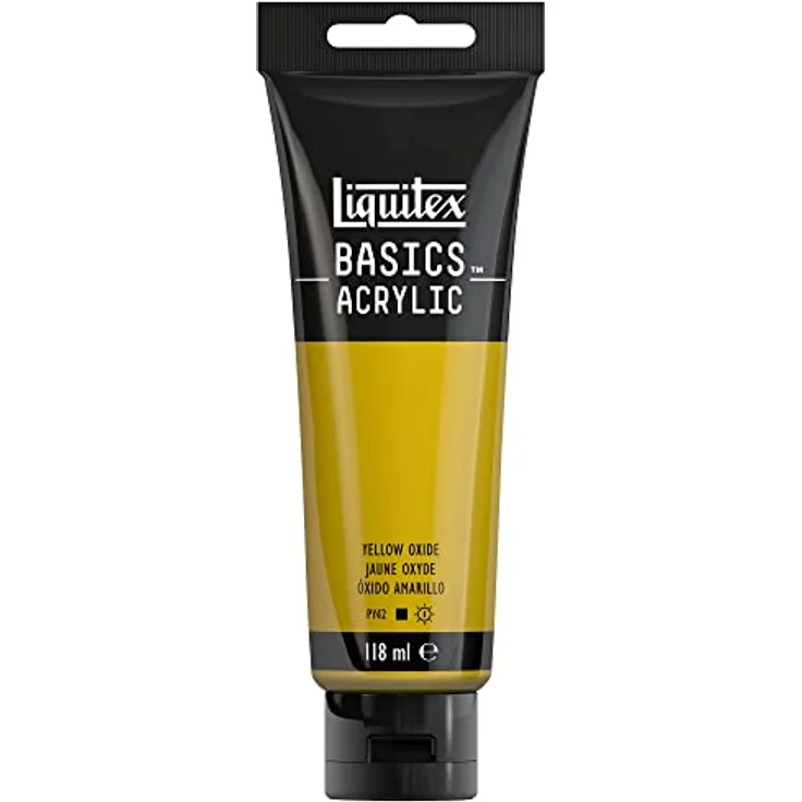 Liquitex Basics Acrylfarbe Oxidgelb, 118ml Tube, lichtecht, mittlere Viskosität, seidenglänzend, monopigmentiert, Archivqualität – Bild 1