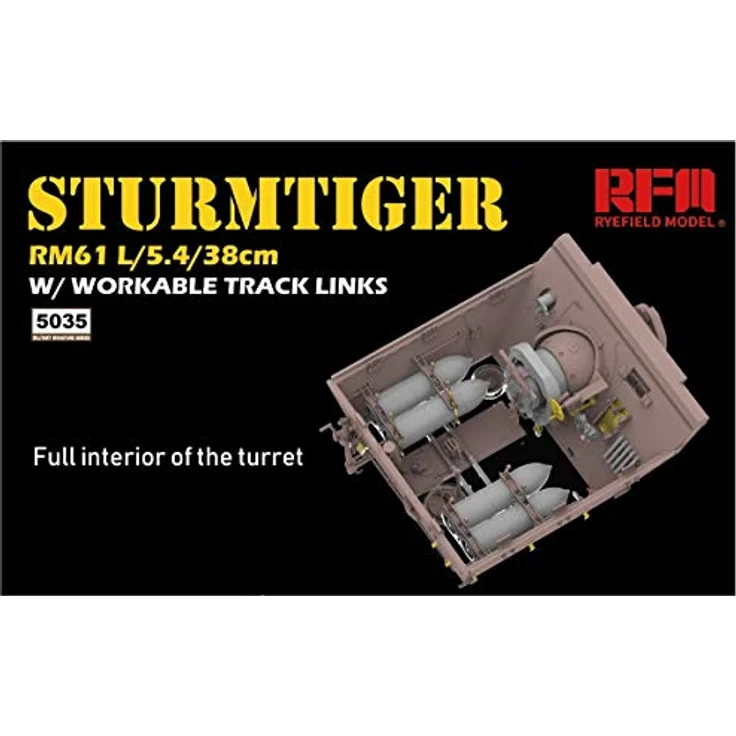 Rye Field Model Sturmtiger RM61 L/5,4/38 cm, Modellfahrzeug im Maßstab 1:35 mit vollständiger Innenraumdetaillierung und funktionierenden Kettengliedern – Bild 3