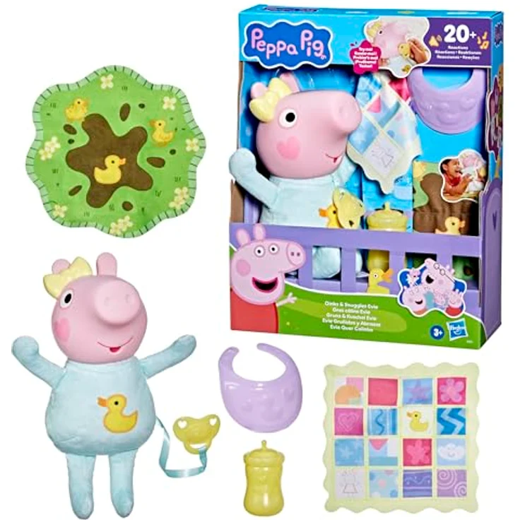 Hasbro Peppa Pig Oinks & Snuggles Evie, Interaktive Kuschelpuppe mit über 20 Soundeffekten und Zubehör – Bild 12