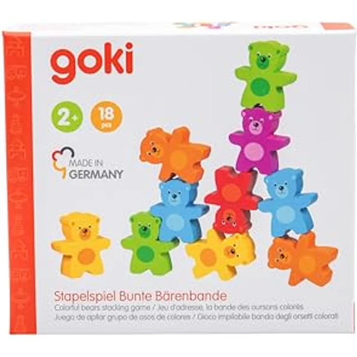 Gollnest & Kiesel Stapelspiel Bunte Bärenbande, Holzspielzeug für Kinder ab 3 Jahren, fördert Geschicklichkeit und Konzentration – Bild 2