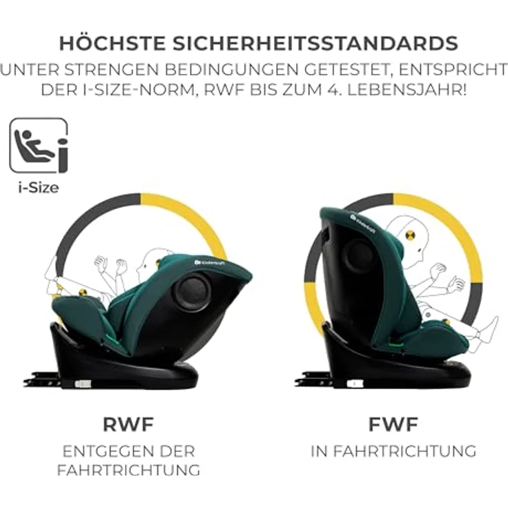KinderKraft I-Grow, Reboarder Kindersitz gemäß ECE R129/i-Size, drehbar 360°, Neigungsverstellung, für Kinder von 40-150 cm – Bild 5