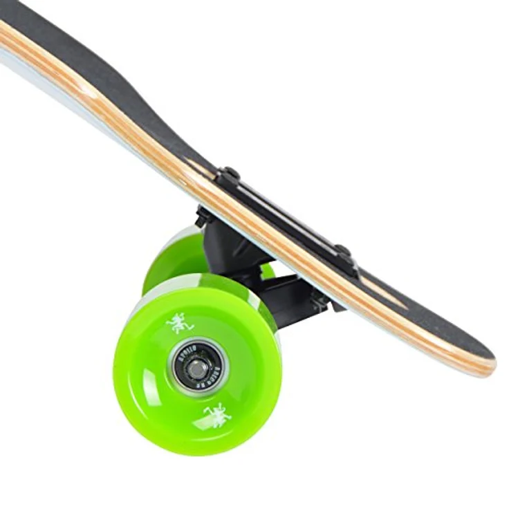 Apollo Longboard Molokai, Komplettboard, Twin-Tip Drop-Through Freeride Cruiser Board, LED Rollen, schwarz – Bild 3