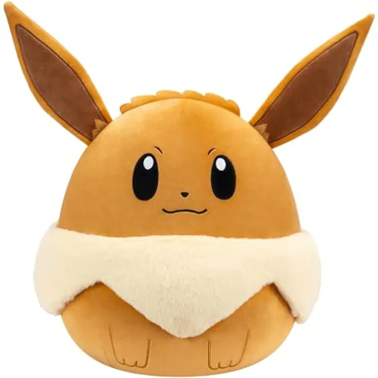 Jazwares Squishmallow Evoli Plüsch, 35 cm Kuscheltier aus hochwertigen, veloursweichen Materialien, offizieller Pokémon Merchandise
