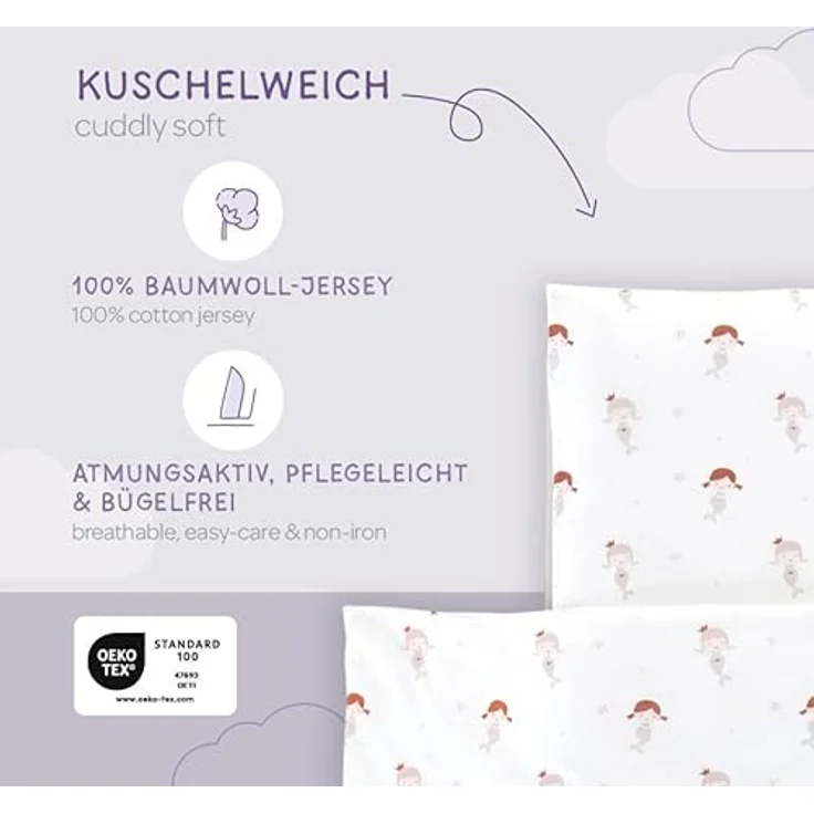 Träumeland TRÄUMELAND – Bettwäsche aus Baumwoll-Jersey | Weiche Babybettwäsche aus 100% Baumwolle | Atmungsaktiv, Öko-Tex 100 zertifiziert, pflegeleicht – Bild 2