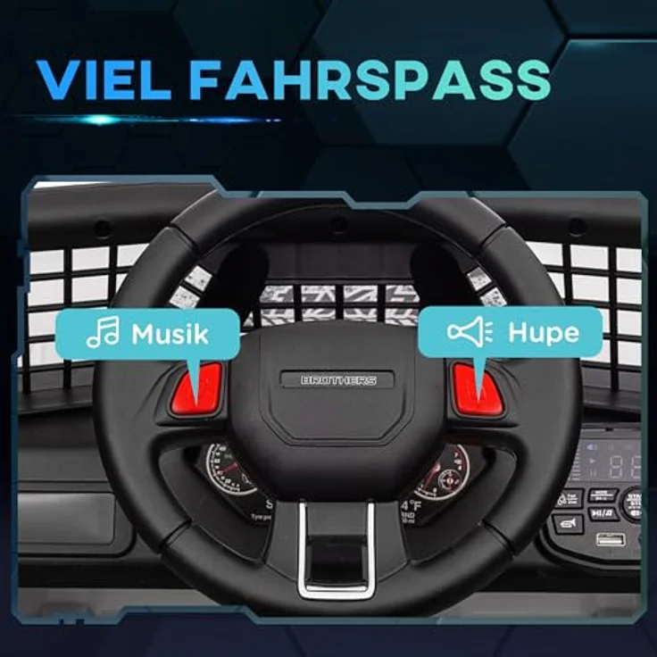 AIYAPLAY Elektro-Kinderauto, 2,4G Fernbedienung, Musikanschluss, 3-5 km/h, Belastbarkeit 50 kg, Weiß – Bild 9