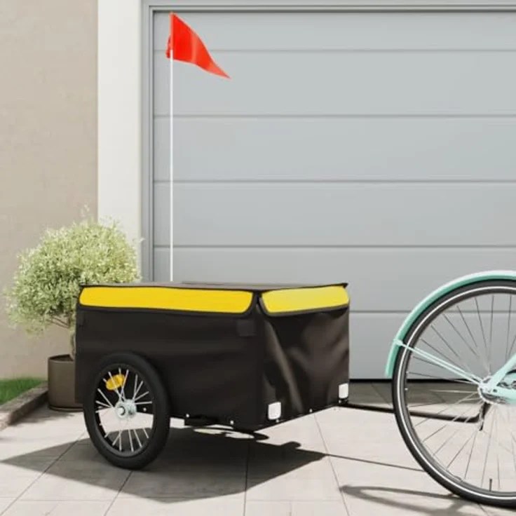 vidaXL Fahrradlastenanhänger Schwarz und Gelb 45 kg Eisen, Robustes Material, Cleveres Design – Bild 2