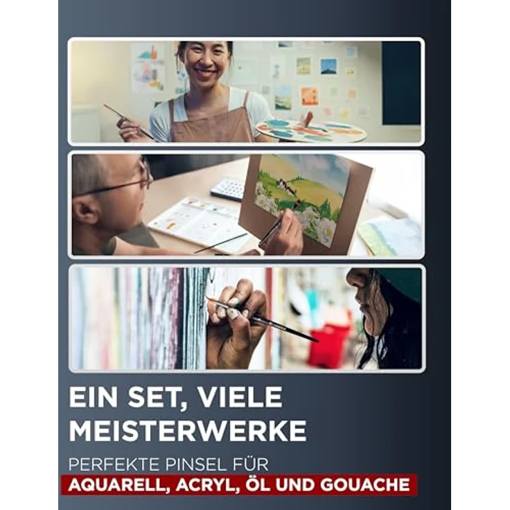LIEBERGE Künstlerpinsel Set 12 Pinsel, Premium Qualität mit Strong Hair-Technologie, kein Haarverlust, für Acryl, Aquarell, Öl und Gouache – Bild 4