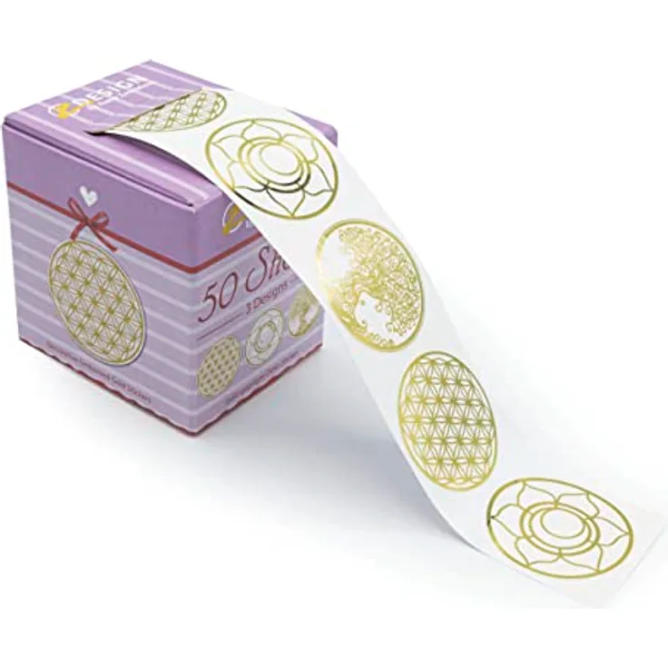 AVERY Zweckform Aufkleber 56817, Lebensblume, gold, 50 selbstklebende Etiketten