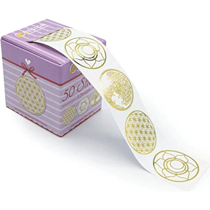 AVERY Zweckform Aufkleber 56817, Lebensblume, gold, 50 selbstklebende Etiketten – Bild 1