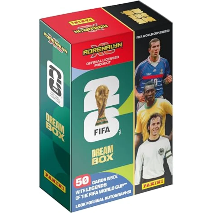 Panini FIFA World Cup 26 Trading Cards Dream Box, 25 Sammlerkarten inklusive 24 Legendenkarten und exklusivem Autogramm in jeder 100. Box – Bild 1