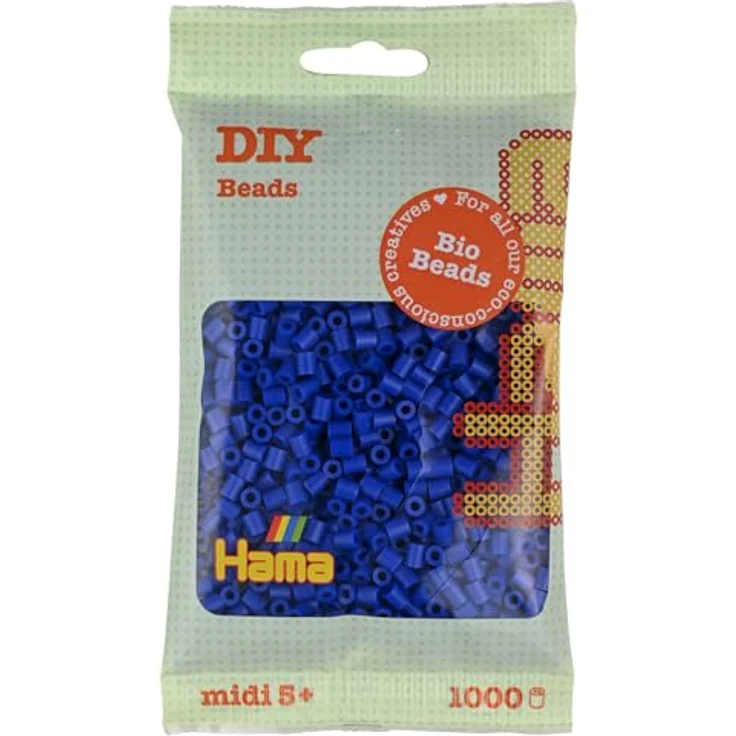 Hama Bügelperlen Beutel mit 1000 Bio Midi-Bügelperlen blau, Ideales Geschenk für kleine Künstler – Bild 1