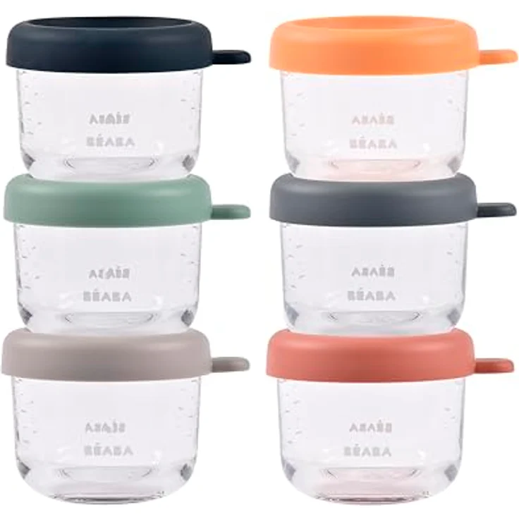 Beaba Aufbewahrungsbehälter 6er Pack aus Glas, 150 ml, hitzebeständig und gefriergeeignet, Sunrise – Bild 3