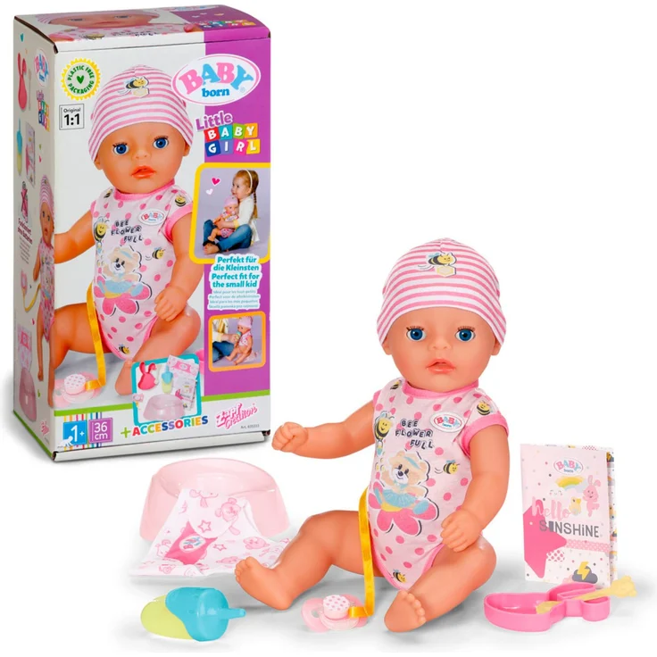 Baby Born Babypuppe Little Baby Girl, Lena, 36 cm, mit 7 Funktionen, rosa – Bild 1