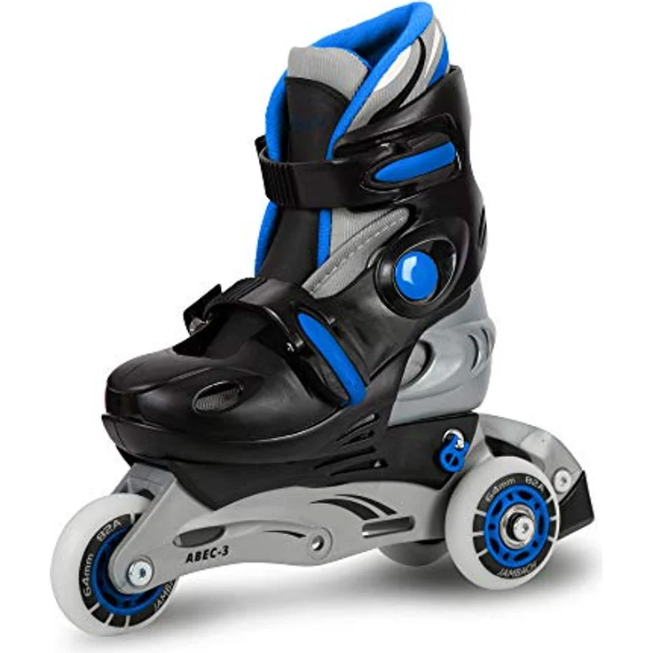 JAMBACH Kinder Inliner Set mit Protektoren verstellbar zum Rollschuh mit LED blau (M (34-37)) - Kinder Inliner-Set, größenverstellbar, mit Blinkfunktion – Bild 4