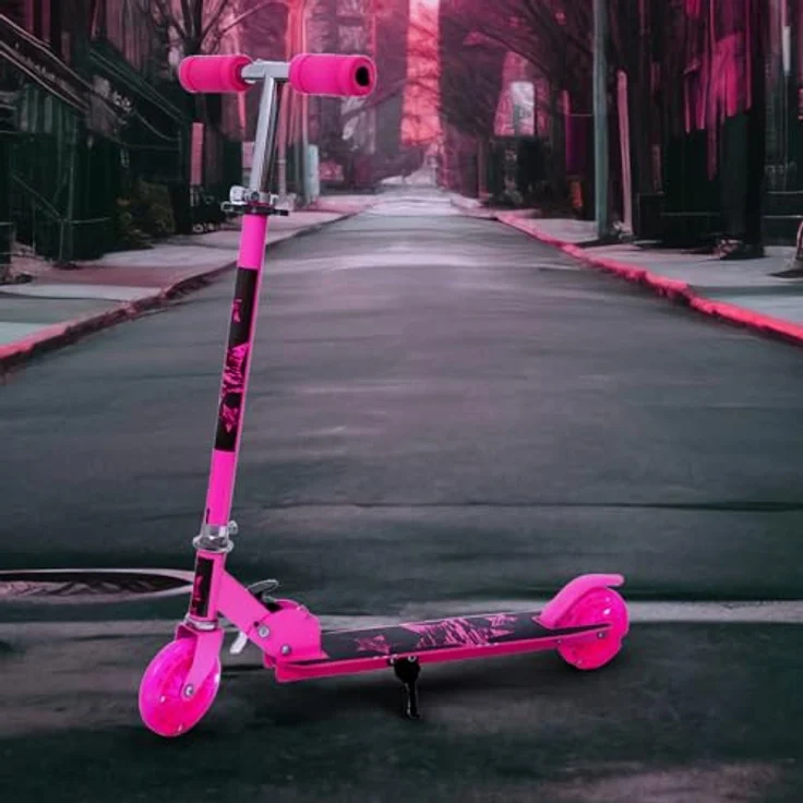 Europebazar Habib Kinderroller mit LED Rädern, klappbar und 4-fach verstellbar für Kinder von 3 bis 10 Jahren, Pink – Bild 8