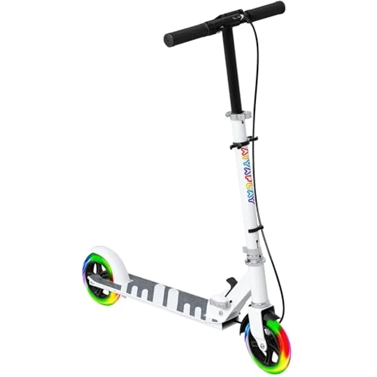 AIYAPLAY Kinder Scooter, klappbarer Kickscooter mit leuchtenden Rädern, höhenverstellbar, für Kinder 3-8 Jahre, bis 50 kg, mit Doppelbremse und Fußstütze – Bild 1