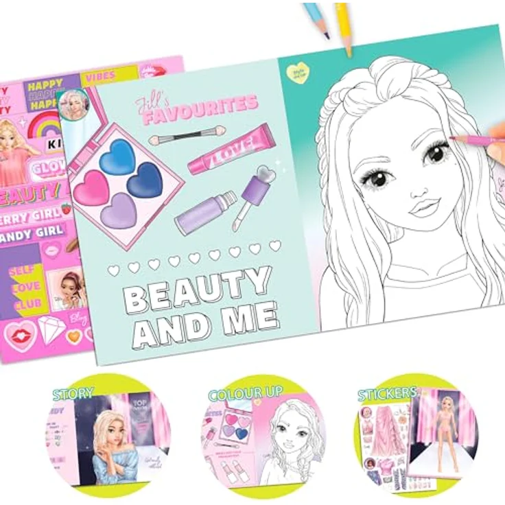 Depesche TOPModel Malbuch BEAUTY FUN, Kreatives Ausmalbuch mit 36 Seiten und 2 Doppelseiten Sticker – Bild 3