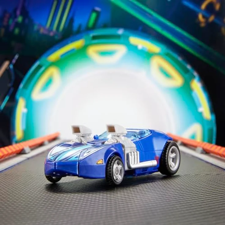 Transformers Collaborative Hot Wheels® x Twin Millä, verwandelbare Action-Figur mit 12,5 cm Roboter- und Fahrzeug-Modus, inkl. 2 Flammen-Zubehörteilen – Bild 3