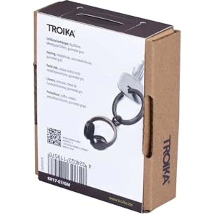 TROIKA HEADPHONE KR17-07/GM, Schlüsselanhänger mit Mini-Kopfhörern aus Metallguss und Silikon, gunmetal grau, das ORIGINAL von TROIKA – Bild 2
