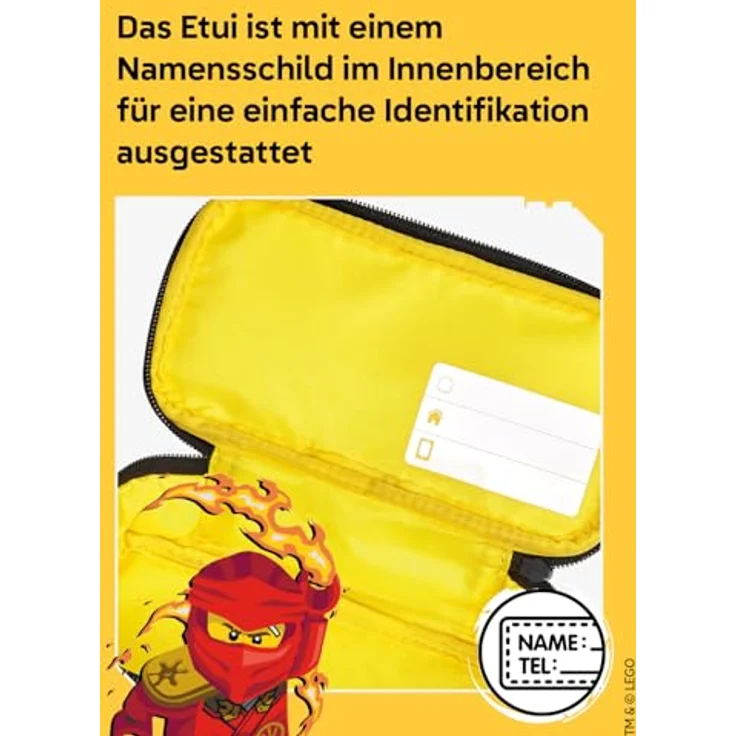 SKANDO BAGS LEGO® NINJAGO® Federmäppchen Junge Spinjitzu Master, geräumiges Faulenzer Mäppchen mit Namensschild & Tragegriff, 21 x 6 x 10 cm – für Schule & Kindergarten – Bild 4