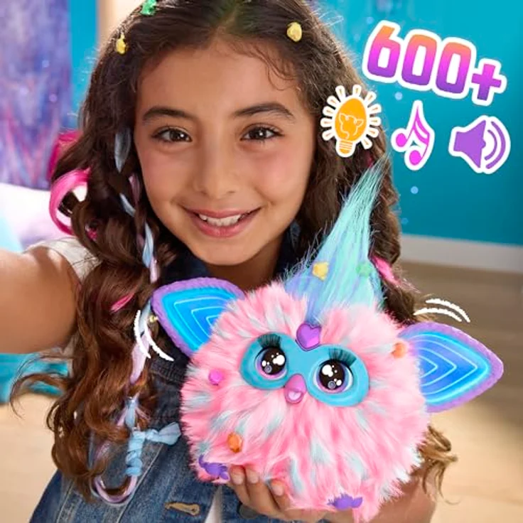 Hasbro Furby Pink, interaktives Plüschtier mit über 600 Reaktionen, 20 cm, rosa & hellblau – Bild 8