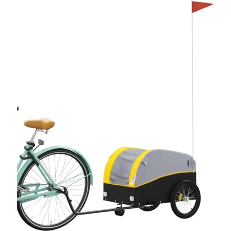 vidaXL Fahrradkinderanhänger Fahrradanhänger Schwarz und Gelb 30 kg Eisen, Robustes Material mit praktischem Design – Bild 3