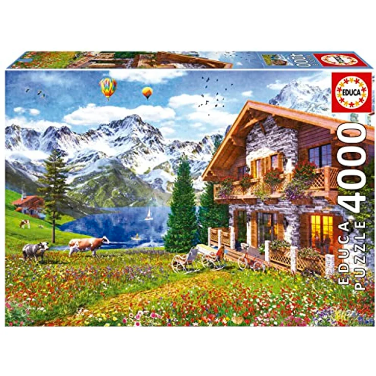 Educa Puzzle 4000 Teile Chalet in den Alpen, hochwertige Landschaftsserie, FSC-zertifiziert, für Erwachsene und Kinder ab 14 Jahren, 136 x 96 cm, inkl. Ersatzteilservice – Bild 1