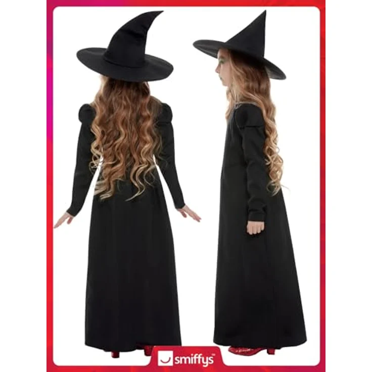 Smiffys Schwarze Zauberin - Hexe Agatha, zweites Kostümset für Kinder mit Kleid und Hexenhut, schwarz aus 100% Polyester – Bild 6