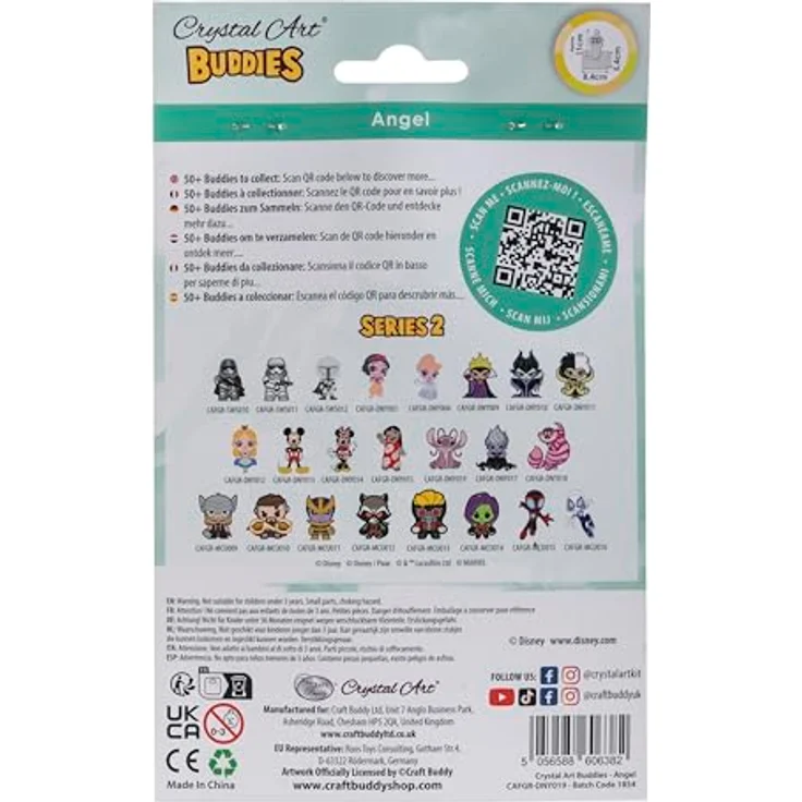CRYSTAL ART Disney Angel Diamantfiguren-Set, Bastelset mit vorgeklemmter Holzfigur, inkl. Strasssteine und Zubehör – Bild 4
