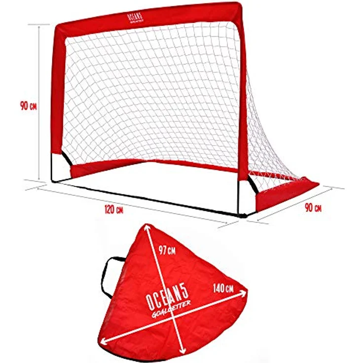 Ocean 5 Goalgetter 2er-Set Popup-Fußballtore, Faltbare Minitore für den Garten, 120 x 90 x 90 cm, Fussballtore für Kinder und Jugendliche, Klappbare Tore für Spiele wie Hockey und Handball, strapazierfähig – Bild 2