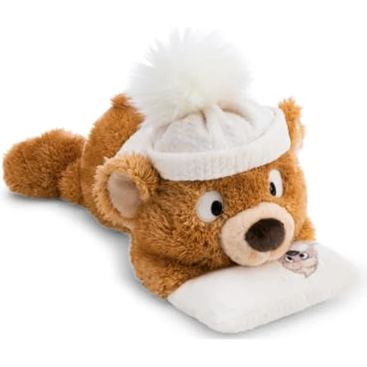 NICI 63238 Plüsch Bär Capiccino, 35cm liegend mit Kissen und Winterpulli in Strickoptik, braun – Bild 1