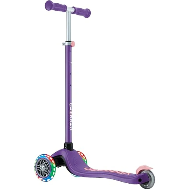 GLOBBER PRIMO PLUS LIGHTS – 3-rädriger Tretroller für Kinder, höhenverstellbar, LED-Leuchtrollen, ABEC 9, lila – Bild 7