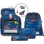 Step by Step Schulranzen-Set Cloud Fire Engine Brandon, 5-teilig, blau, Feuerwehr, ergonomischer Tornister mit Reflektoren, höhenverstellbar mit Hüftgurt, 19l, ab der 1. bis 4. Klasse