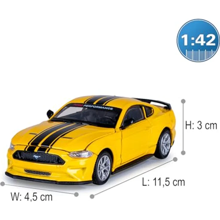 JAMARA Ford Mustang GT Diecast 1:42, Modellauto mit manuell öffnenden Türen und Tuning-Kit, perfektes Geschenk für Kinder – Bild 3